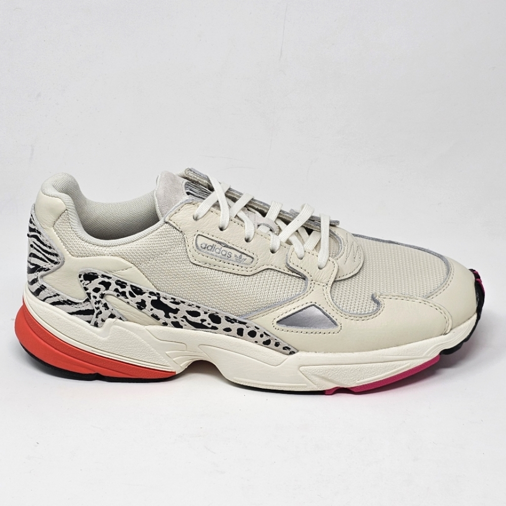 adidas Falcon Sneakers Off White Leopard Print Orange Womens Size 11 NEW - Picture 4 of 14